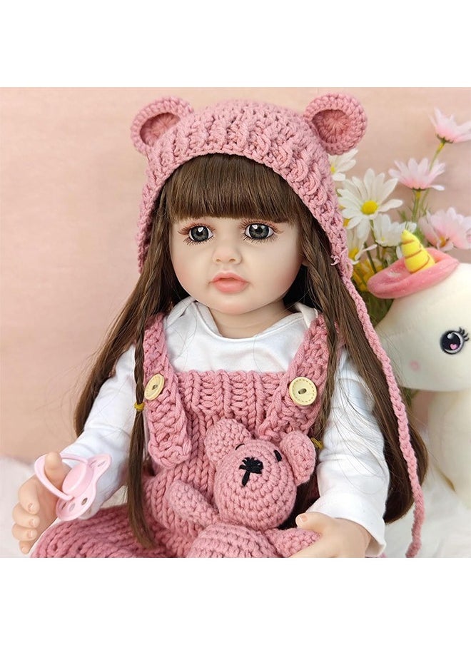 xozgdovg Classic 24 inch 60cm Reborn Baby Doll Soft Cotton cloth body and silicon Head, Hand and leg Newborn real like Baby Doll Girl Toy Gift Dolls  - Image 4