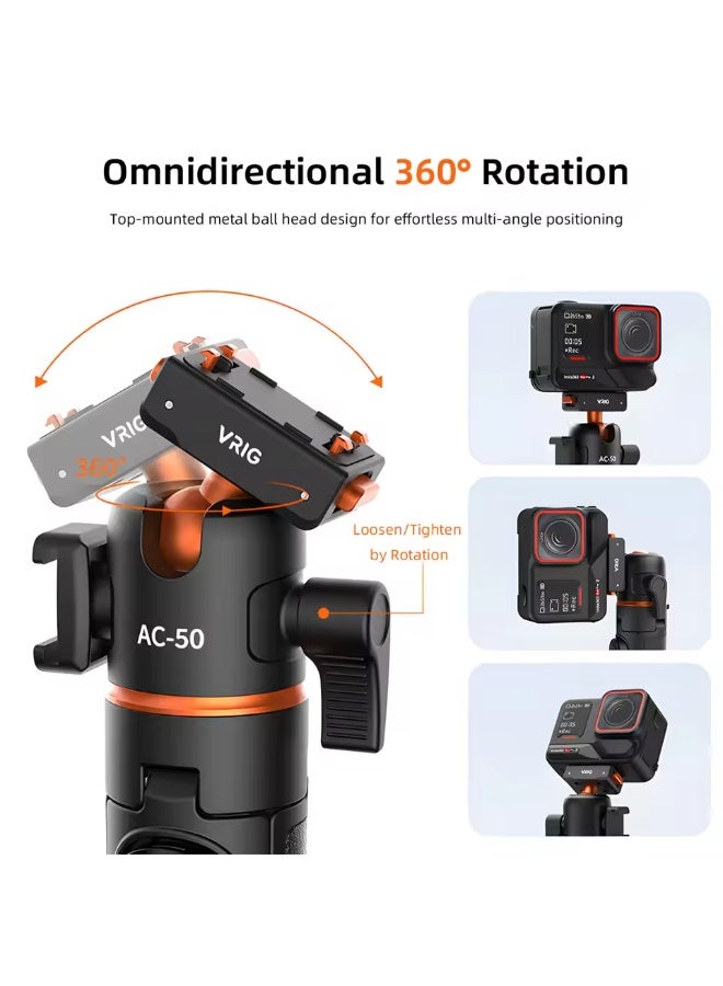 في ار اي جي حامل ثلاثي القوائم مغناطيسي مزود بجهاز تحكم عن بعد بتقنية بلوتوث من VRIG، متوافق مع كاميرات Insta360 Ace و Ace Pro و Ace Pro 2 و X5، مع رأس كروي 360/قاعدة تثبيت. - Image 5
