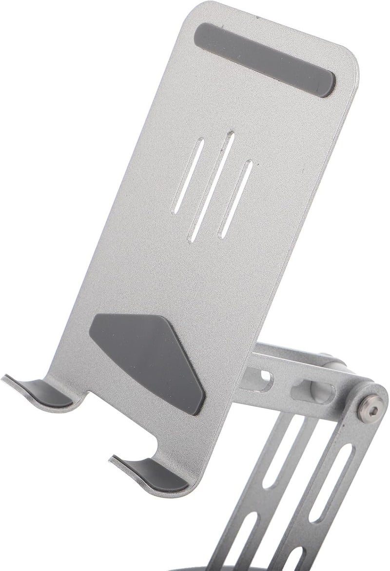 Adjustable 360° Rotating Foldable Mobile Metal Stand for Smartphones and Tablets, Portable Aluminum Alloy Desktop Holder for Office and Home Use, Iridescent Silver - Image 3