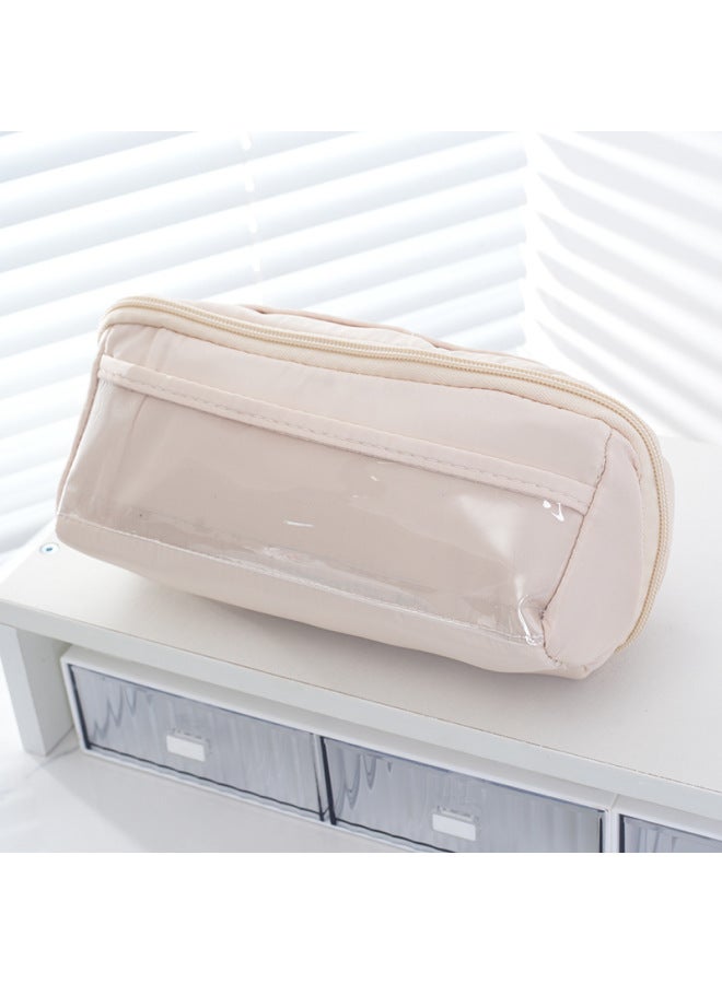 Style Large Capacity High-value Pencil Bag For Men And Women Students Korean Multi-functional Prism Pencil Bag Open Stationery Bag