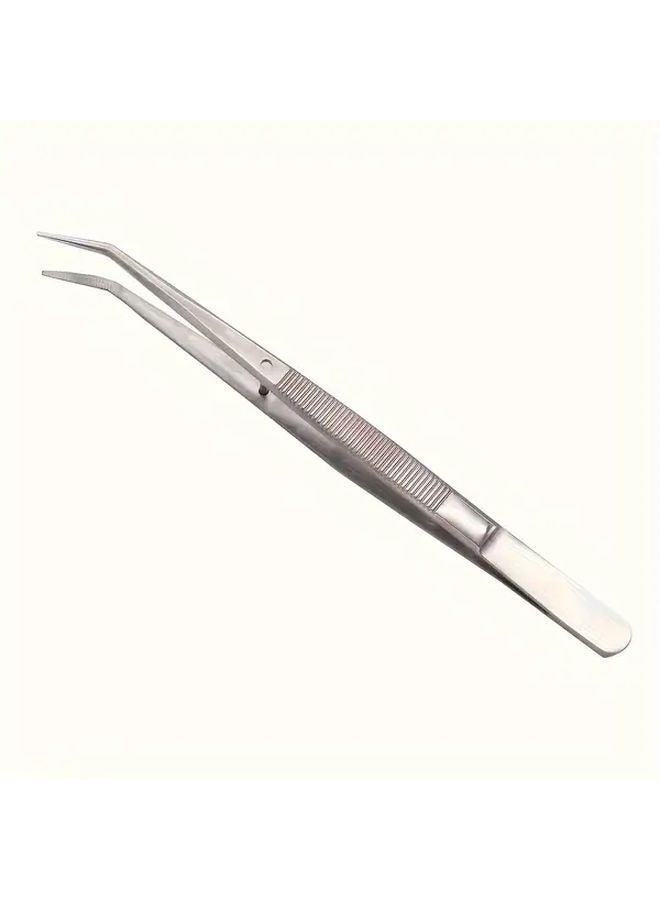 Professional Stainless Steel Serrated Tip Tweezers Silvery For Medical Dental Crafts - Image 1