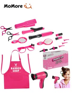 Momore Girls Beauty Salon Set, Hair Stylist Set, Pretend Play Hair Cutting Kit, with Toy Hair Dryer, Curling Iron, Children's Hair Salon Tools  - Image 1