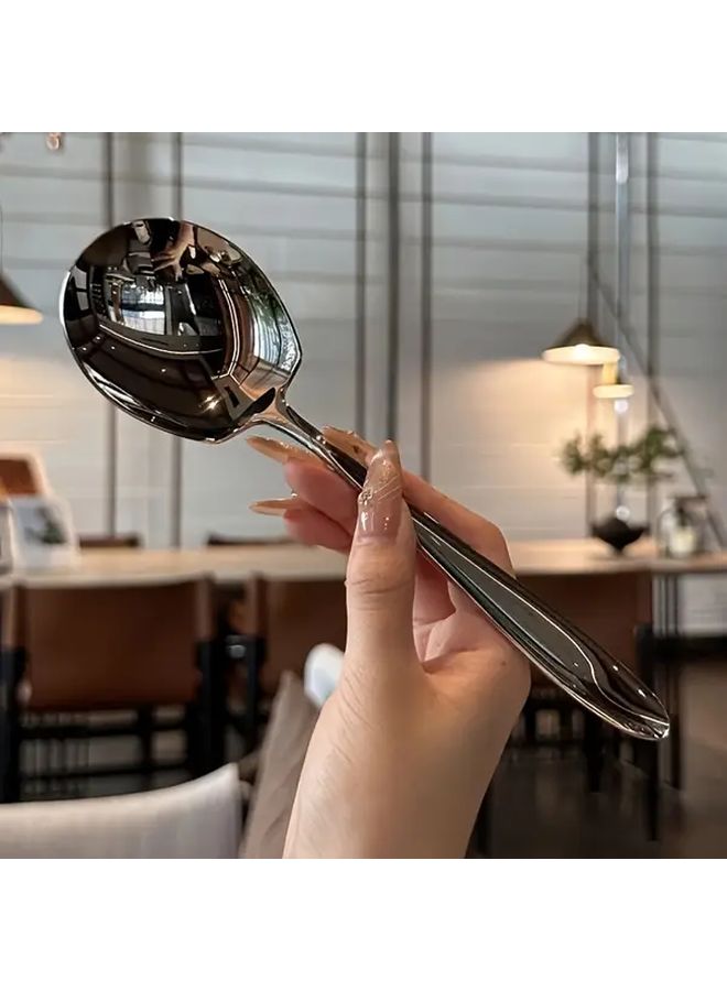 Extra Large Stainless Steel Long Handle Serving Spoons Silvery Color Durable Thick Design - Image 5