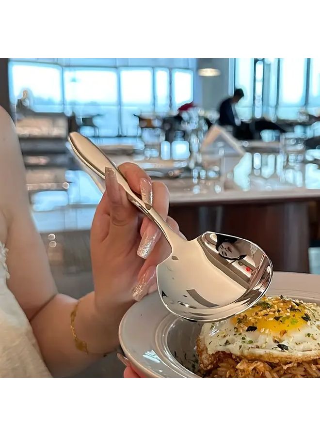 Extra Large Stainless Steel Long Handle Serving Spoons Silvery Color Durable Thick Design - Image 3