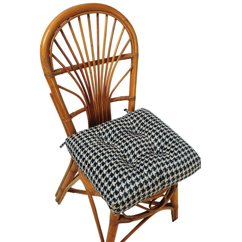 Makimoo 2-Pack Outdoor/Indoor Wicker Patio Seat Cushion Pad with Ties - Dining Chair Cushion, 17" x 17" (Blue Houndstooth) - Image 5