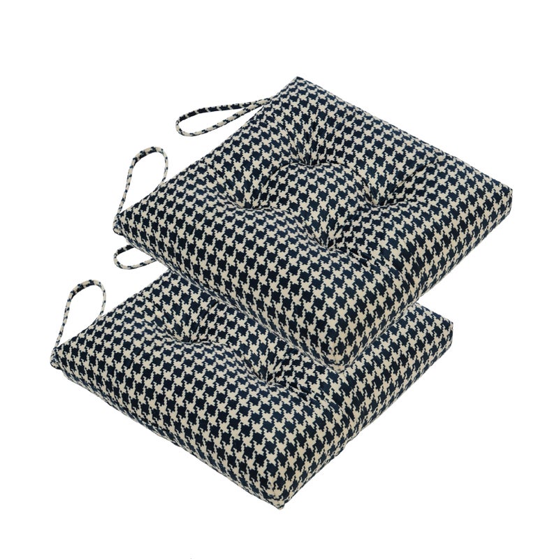 Makimoo 2-Pack Outdoor/Indoor Wicker Patio Seat Cushion Pad with Ties - Dining Chair Cushion, 17" x 17" (Blue Houndstooth) - Image 1