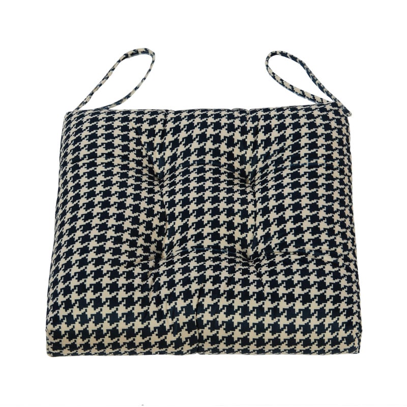 Makimoo 2-Pack Outdoor/Indoor Wicker Patio Seat Cushion Pad with Ties - Dining Chair Cushion, 17" x 17" (Blue Houndstooth) - Image 2