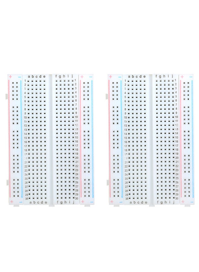 2-Piece 400 Tie-Point Solderless Prototype Breadboard White - Image 2