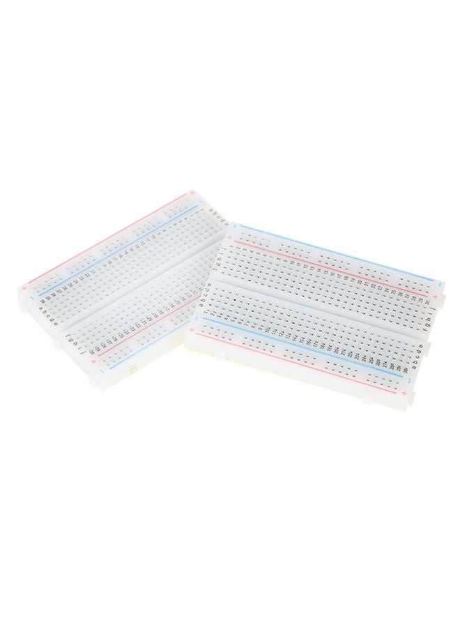 2-Piece 400 Tie-Point Solderless Prototype Breadboard White - Image 1