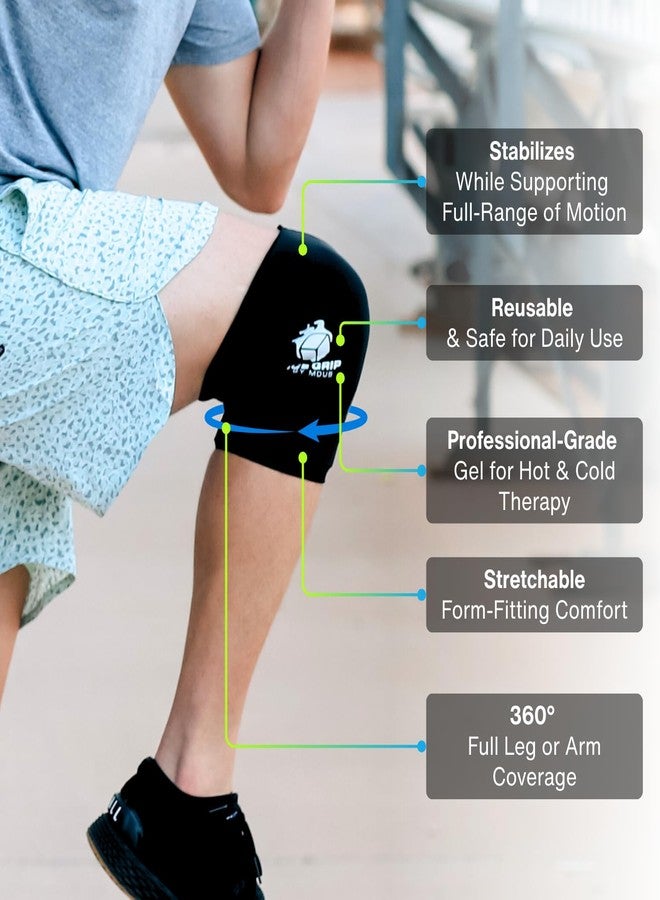 ICE GRIP Black Ice Pack Wrap, Hot & Cold Therapy (X-Large - Multi-Use Reusable Ice Pack Sleeve for Pain Relief for Knee, Elbow, Hamstring, Shin, Forearm, Ankle - Image 2