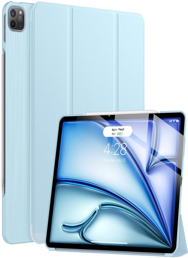 vesus Slim Trifold Stand Case for iPad Air 13-Inch M2 (2024) and iPad Pro 12.9 (6th/5th/4th Gen) with Pencil Holder - Sky Blue - Image 1
