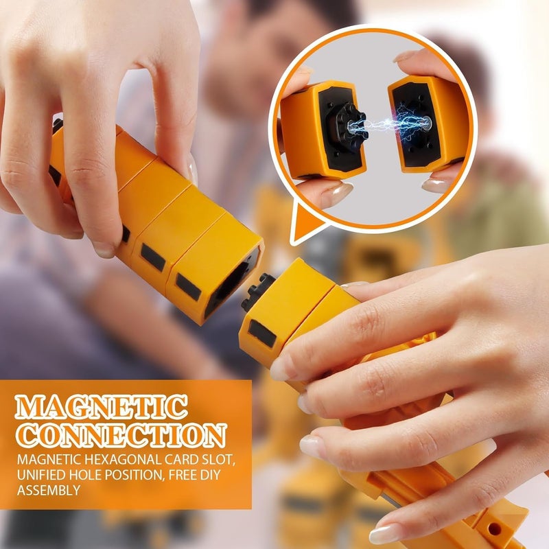 AM ANNA Magnetic Transform Engineering Car Assembled Toys with Storage Box, Construction Vehicles Magnetic Blocks,Transforming Robot Car Toy,Outdoor Toddler Activities Toys for Kids Age 3-8(35 Pcs) - Image 5
