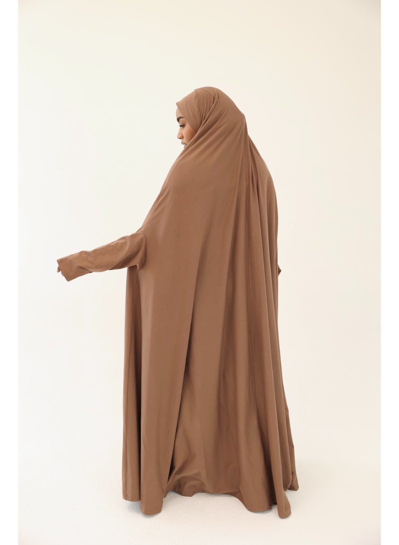 La Festiva Minaret Full-Length Cotton Lycra Prayer Isdal Coffee - Image 2