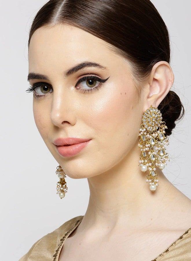 Karatcart Gold Plated Kundan Tassel Earrings for Women (Gold) - Image 3