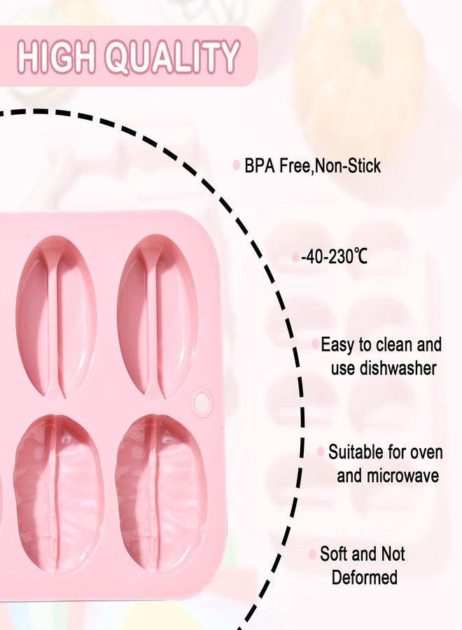 Ipotkitt 2pcs Pink Coffee Bean Silicone Chocolate Molds Silicone Candy Molds Cafe Theme Baking Cake Molds for DIY Party Cookie Cupcake Ice Block Making - Image 3