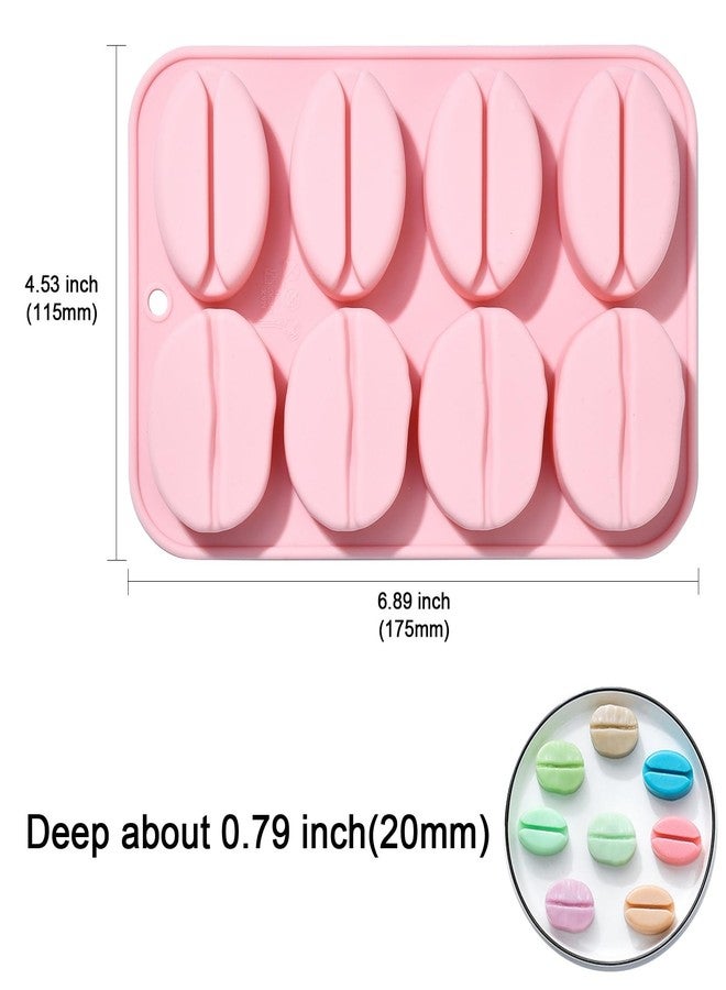 Ipotkitt 2pcs Pink Coffee Bean Silicone Chocolate Molds Silicone Candy Molds Cafe Theme Baking Cake Molds for DIY Party Cookie Cupcake Ice Block Making - Image 2