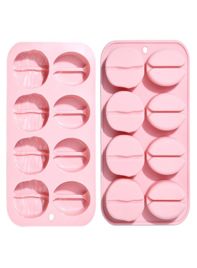 Ipotkitt 2pcs Pink Coffee Bean Silicone Chocolate Molds Silicone Candy Molds Cafe Theme Baking Cake Molds for DIY Party Cookie Cupcake Ice Block Making - Image 1