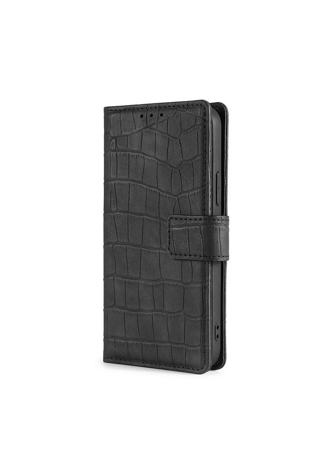 HuHa Case Cover For Honor Play 4T Skin Feel Crocodile Texture Magnetic Clasp PU Leather Phone Case(Black) - Image 2