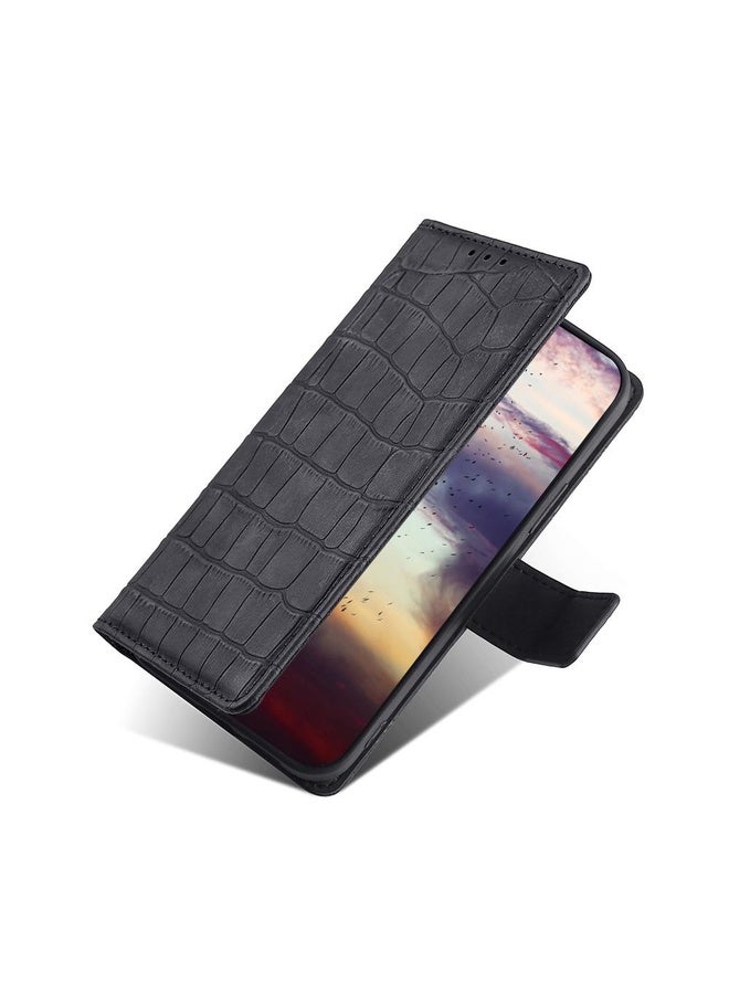 HuHa Case Cover For Honor Play 4T Skin Feel Crocodile Texture Magnetic Clasp PU Leather Phone Case(Black) - Image 4