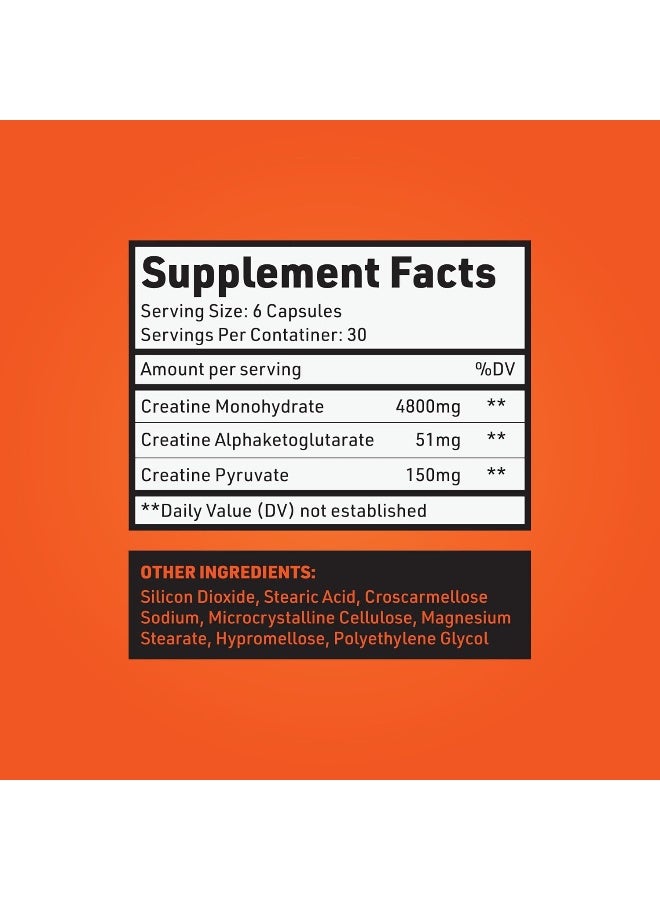 Crazy Muscle Creatine Capsules - 5g of Premium 3X ThreeAtine Pre Workout Bulk Mass Gainer - High Absorption Easy-to-Take Creatine Monohydrate Capsules Optimum Performance for Men Women - 180 Capsules - Image 4