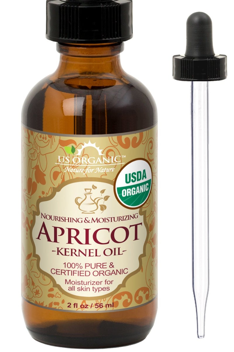 US Organic Apricot Kernel Oil, USDA Certified Organic,100% Pure  Natural, Cold Pressed Virgin, Unrefined in Amber Glass Bottle w/Glass Eyedropper for Easy Application (2 oz (Small)) - Image 1