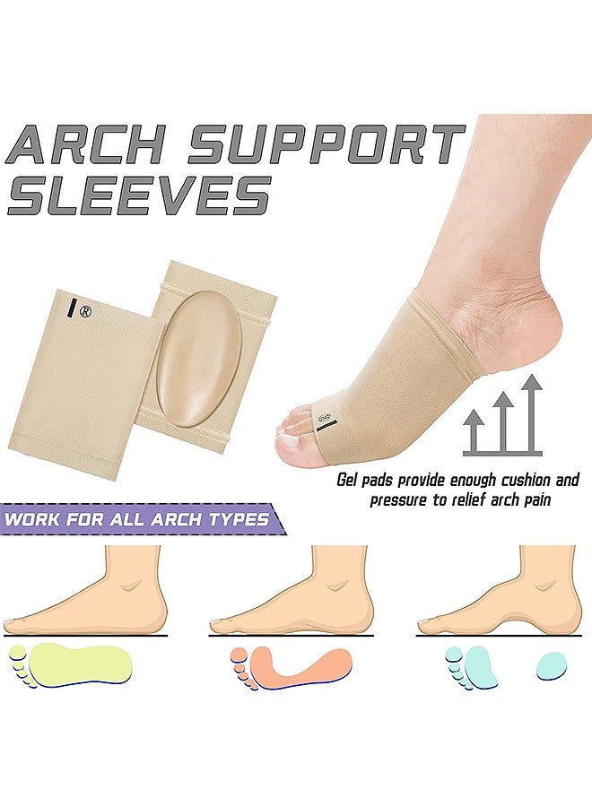 Photon 4 Pairs Sleeve Ankle Support with Gel Pad, Arch Sleeve Support Flat Foot, Arch Sock Support Ultra Thin Breathable for Flat Feet Arch and Foot Pain - Image 3
