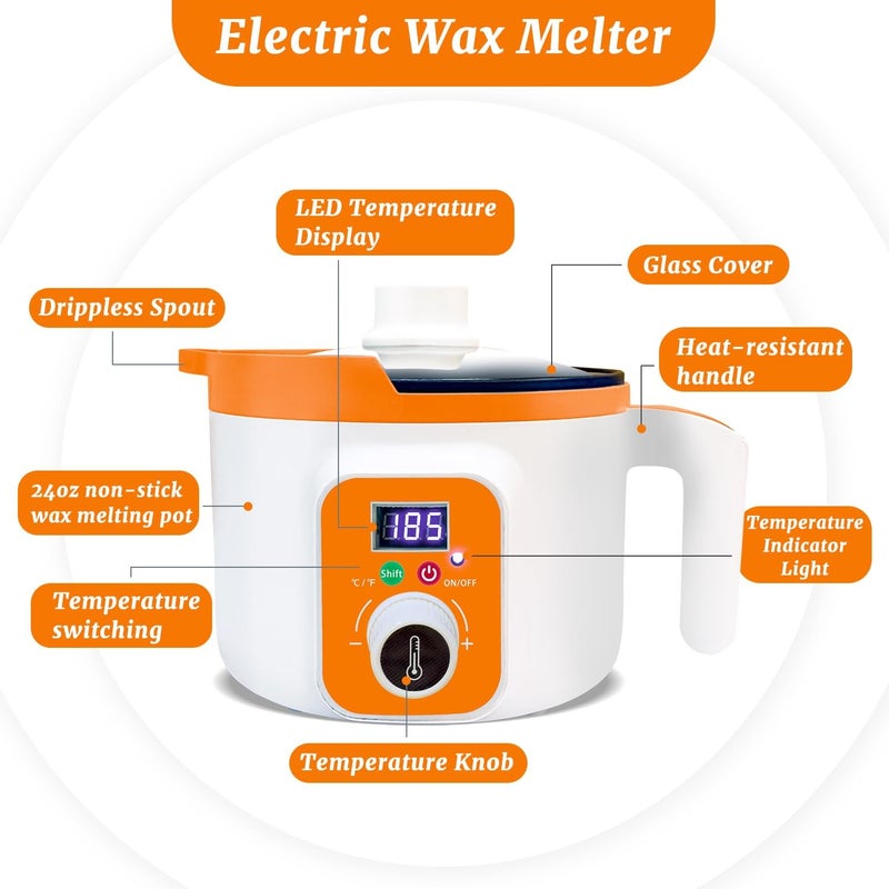 Ksedcon Digital Wax Melter for Candle Making, Electric Wax Melting Pot with Pouring Spout, Candle Wax Melting Pot with Temp Control(LED Display - Image 2