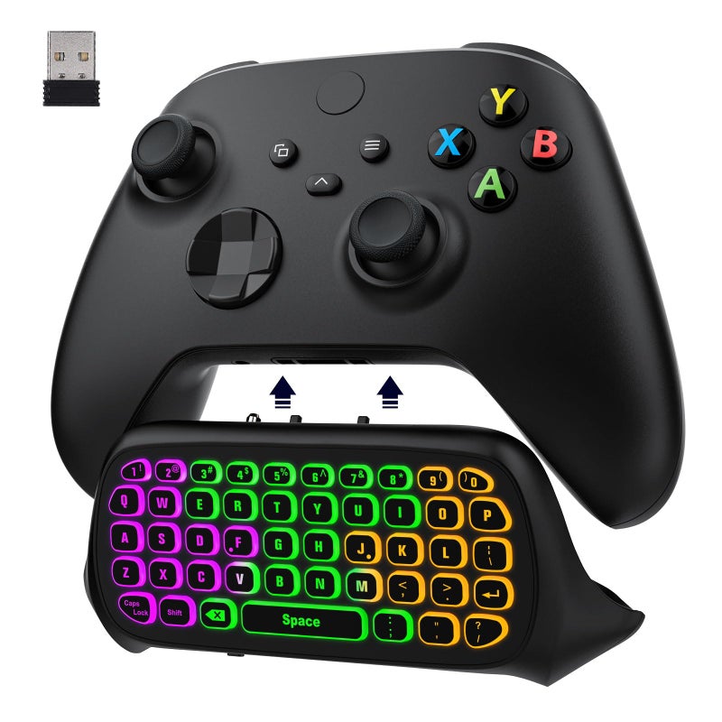 MoKo RGB Backlight Keyboard for Xbox One Controller, Xbox Series X/S, Wireless Chatpad Keypad w/ 2.4G Receiver, Xbox Accessories for Xbox One S/Elite - Image 1