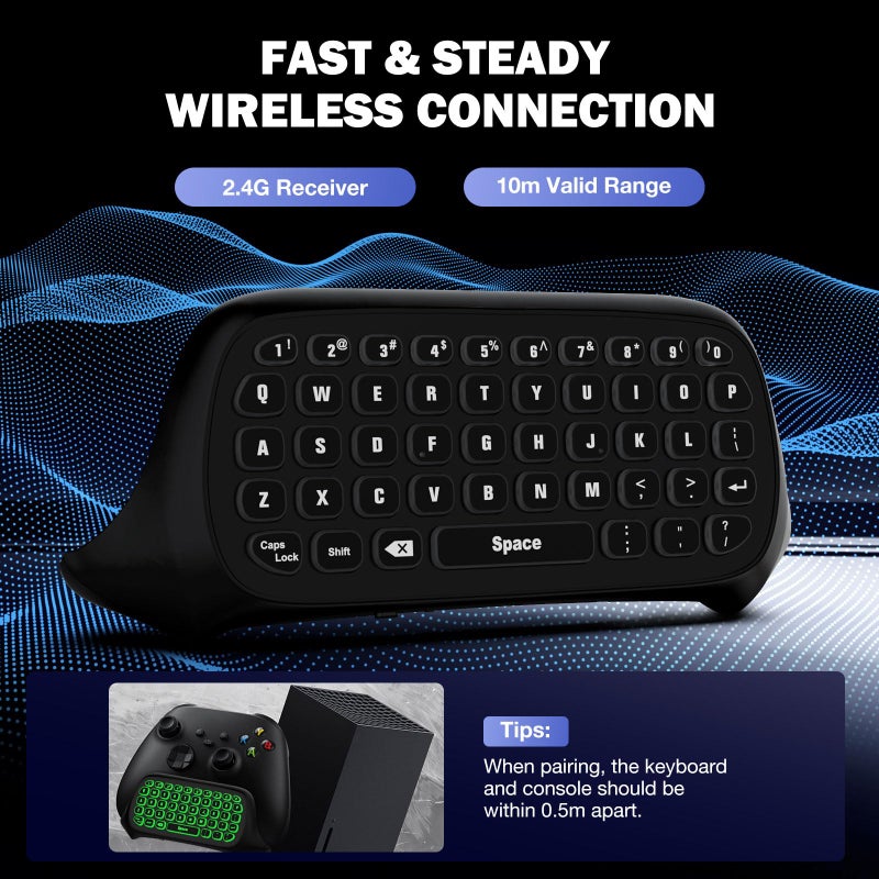 MoKo RGB Backlight Keyboard for Xbox One Controller, Xbox Series X/S, Wireless Chatpad Keypad w/ 2.4G Receiver, Xbox Accessories for Xbox One S/Elite - Image 5