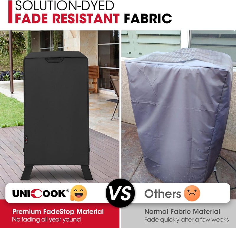 Unicook 30 Inch Electric Smoker Cover for Masterbuilt, Heavy Duty Waterproof Vertical Smoker BBQ Grill Cover, All Weather Resistant, 18" W x 17" D x 33" H - Image 4