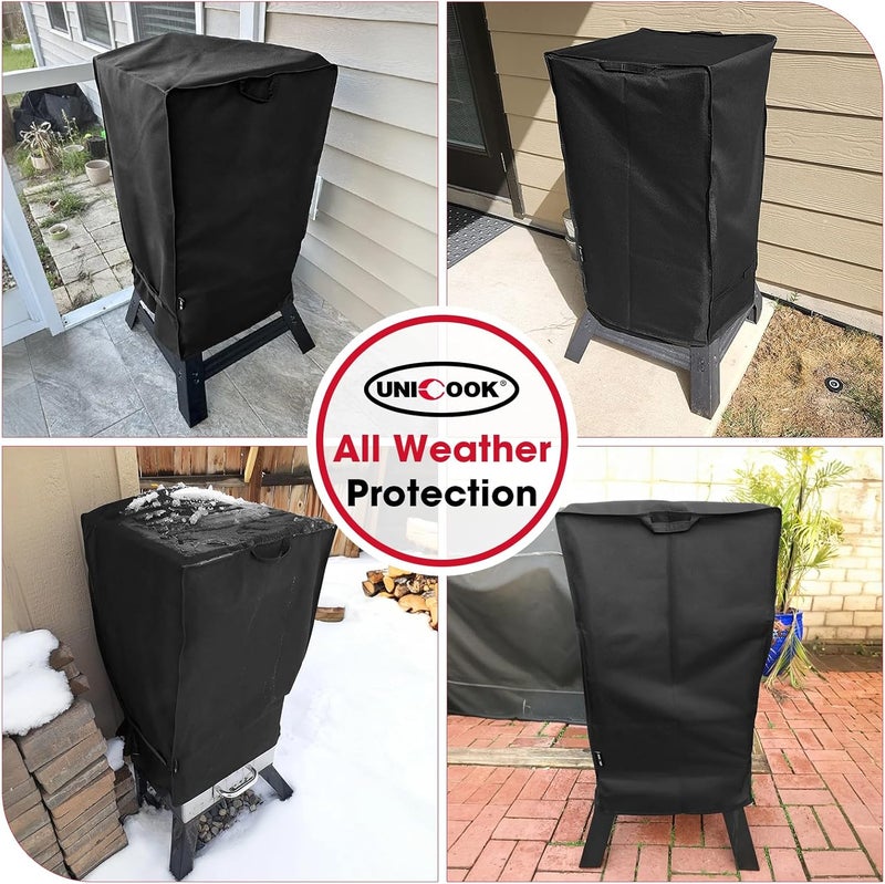Unicook 30 Inch Electric Smoker Cover for Masterbuilt, Heavy Duty Waterproof Vertical Smoker BBQ Grill Cover, All Weather Resistant, 18" W x 17" D x 33" H - Image 3