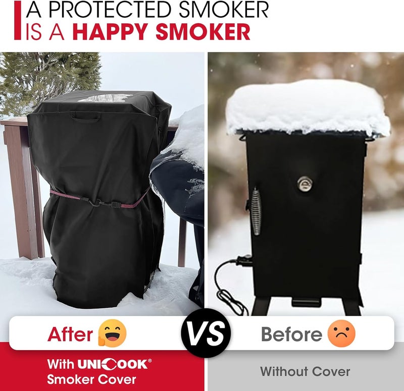 Unicook 30 Inch Electric Smoker Cover for Masterbuilt, Heavy Duty Waterproof Vertical Smoker BBQ Grill Cover, All Weather Resistant, 18" W x 17" D x 33" H - Image 5