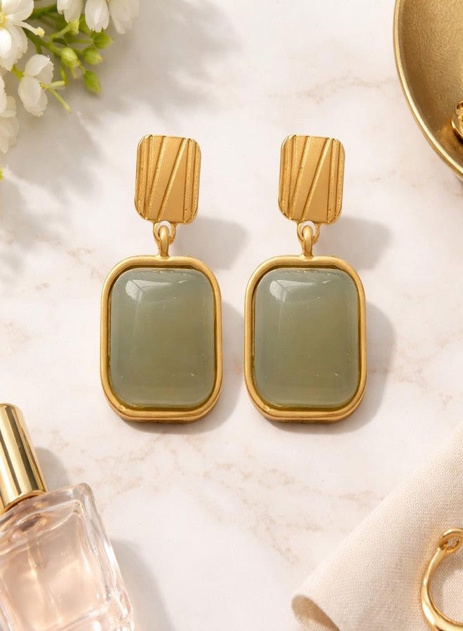 AMAAL Green Korean Drop Earrings set for Women Girls Ladies | Western Crystal Earing Beads Pearl Dangle | Stylish Ear Rings Jewellery for woman | Valentine Girlfriend couple -337 - Image 3