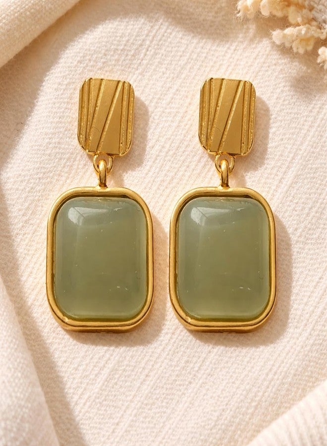 AMAAL Green Korean Drop Earrings set for Women Girls Ladies | Western Crystal Earing Beads Pearl Dangle | Stylish Ear Rings Jewellery for woman | Valentine Girlfriend couple -337 - Image 4