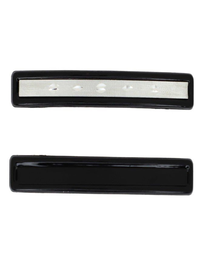 JWELLA Minimalist Rectangular Hair Clips for Women & Girls | Set of 2 Back-Grip Barrettes in Black & Beige | Sleek & Strong Metal Hold (Black & White) - Image 1