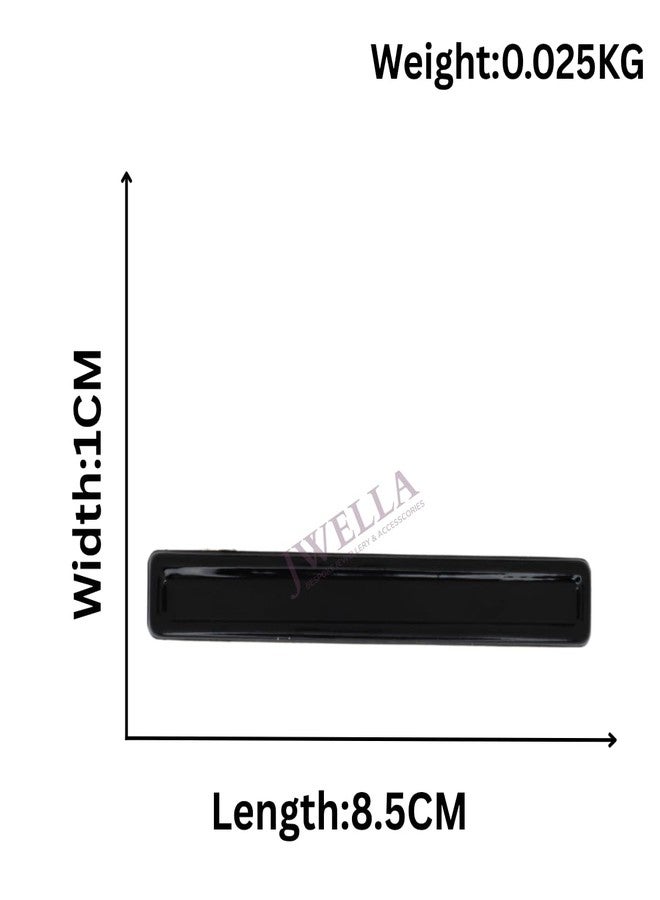 JWELLA Minimalist Rectangular Hair Clips for Women & Girls | Set of 2 Back-Grip Barrettes in Black & Beige | Sleek & Strong Metal Hold (Black & White) - Image 4