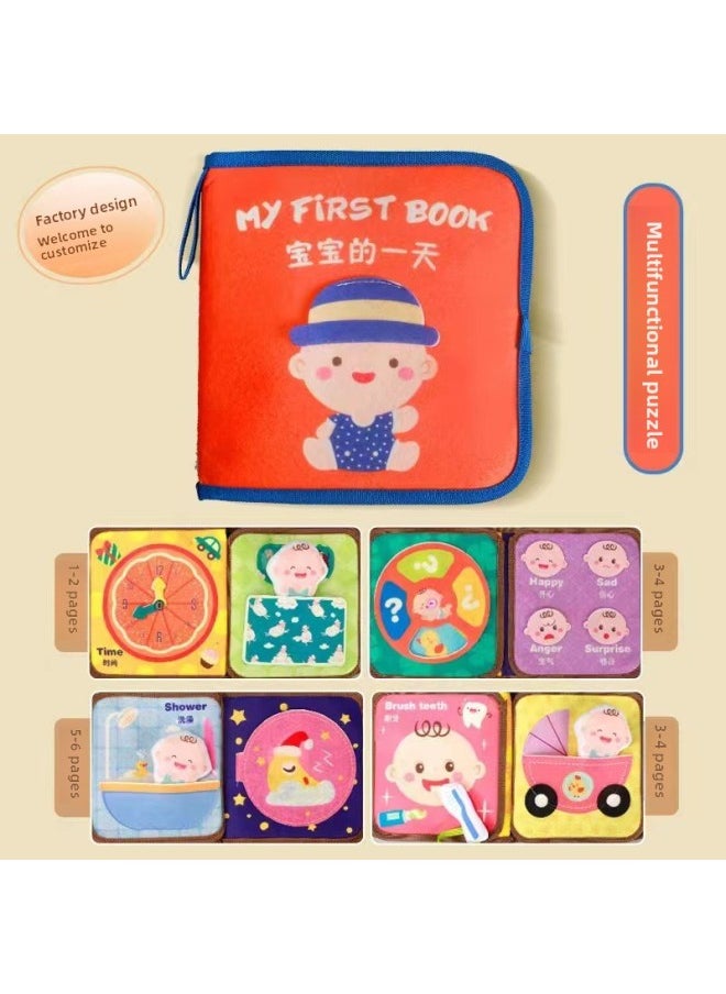 Baby Learning Hands-on Children's Early Education Cloth Book Tear Not To Rot Washable Enlightenment Puzzle Cloth Book Direct Wholesale-Color:Baby's Day (Sitting Baby)  - Image 1