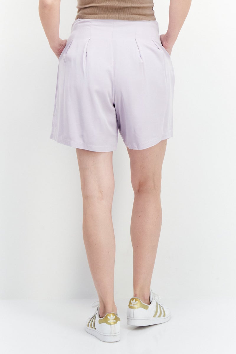 NOMAD Women Pleated Basic Shorts, Purple - Image 3