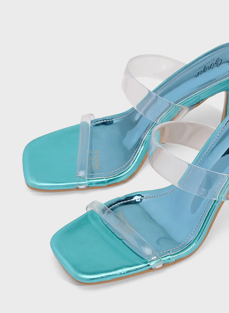 Ginger Double Strap Heeled Mule