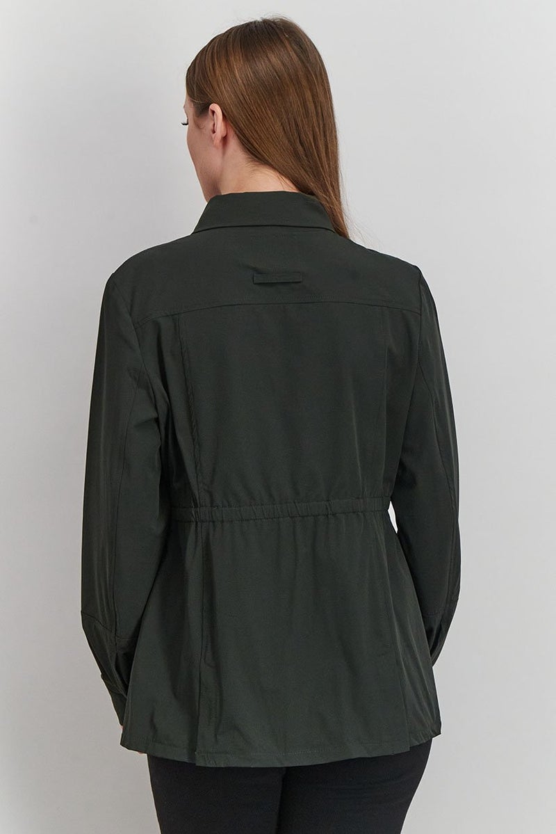Sam Edelman Women Plain Shirt Jacket, Dark Loden - Image 3