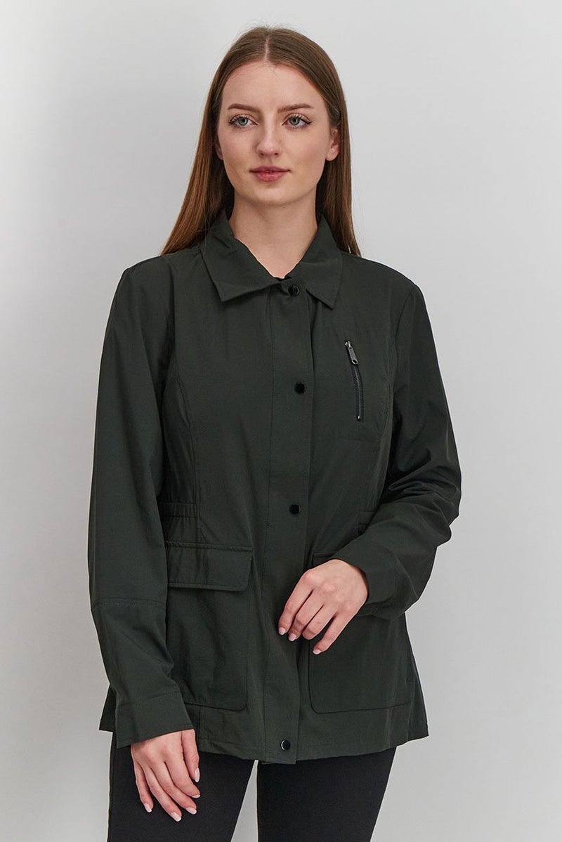 Sam Edelman Women Plain Shirt Jacket, Dark Loden - Image 1
