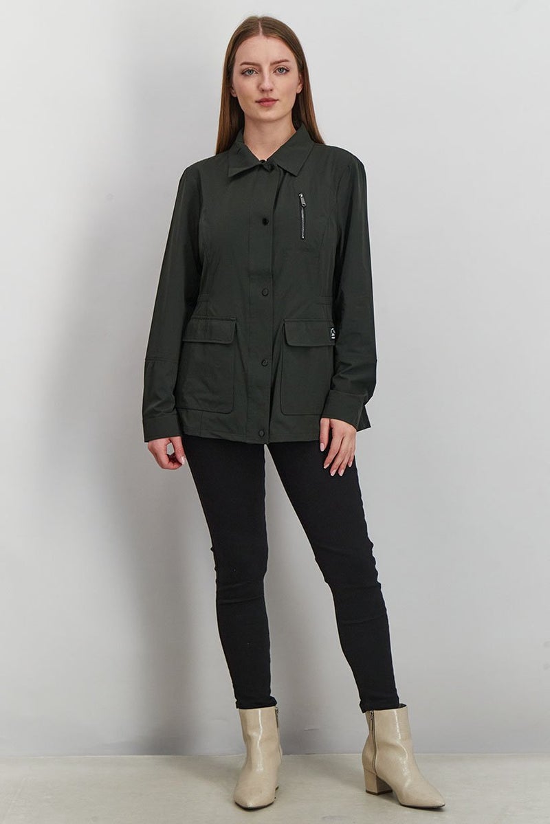 Sam Edelman Women Plain Shirt Jacket, Dark Loden - Image 2