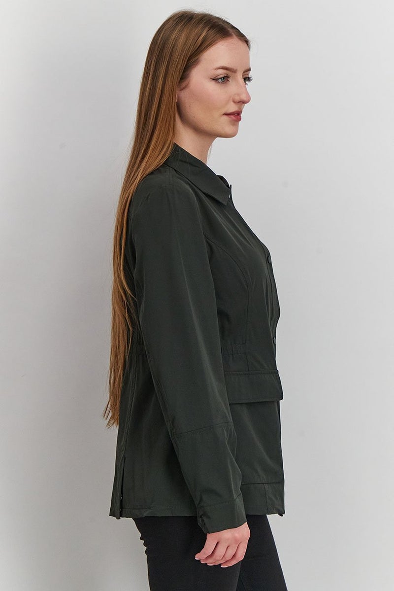 Sam Edelman Women Plain Shirt Jacket, Dark Loden - Image 4