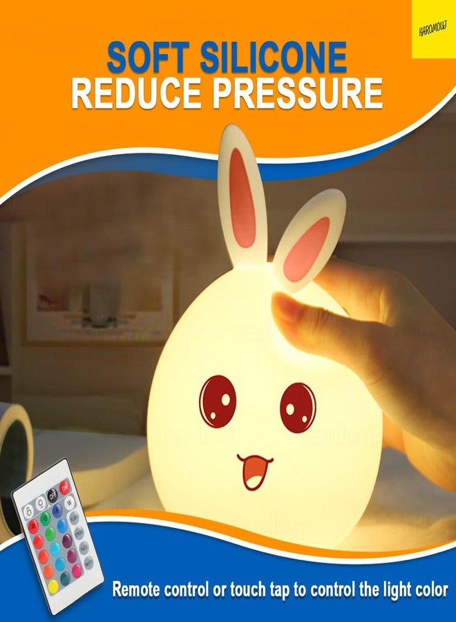 karomouj KMA392 Lovely Bunny Rabit Lamp | Pet Touch Lamp | Baby Nursery Lamp with Touch & Remote Control for Children Baby Kids Bedroom Camping Tent (Pack of 1 White) - Image 5