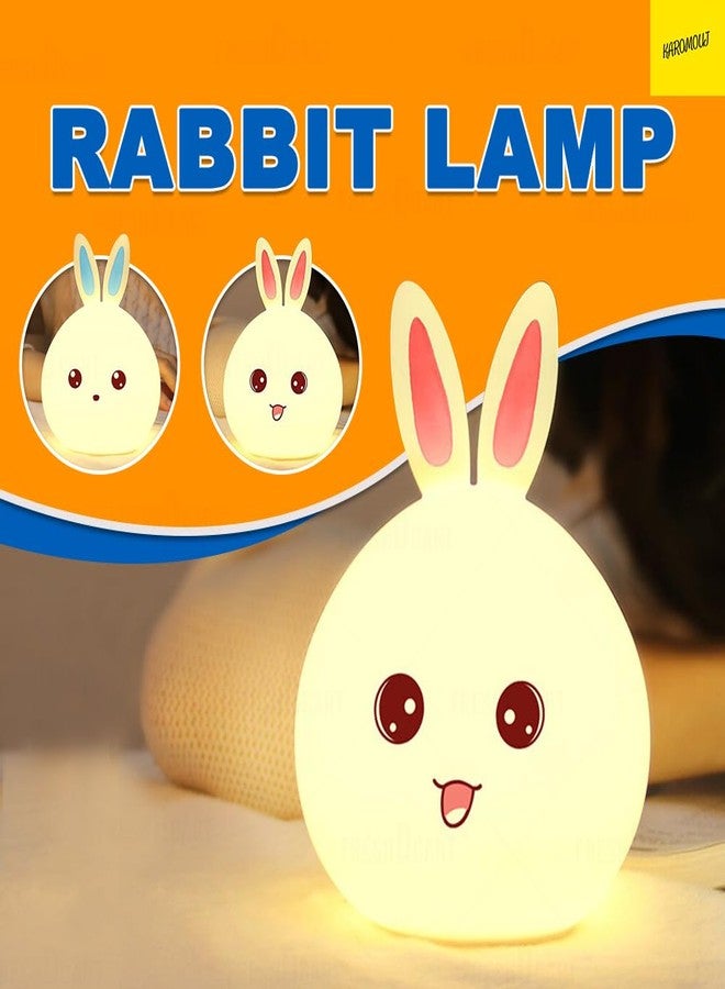 karomouj KMA392 Lovely Bunny Rabit Lamp | Pet Touch Lamp | Baby Nursery Lamp with Touch & Remote Control for Children Baby Kids Bedroom Camping Tent (Pack of 1 White) - Image 2