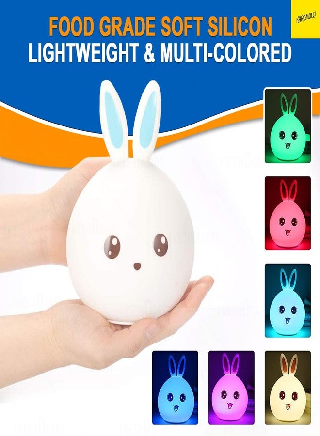 karomouj KMA392 Lovely Bunny Rabit Lamp | Pet Touch Lamp | Baby Nursery Lamp with Touch & Remote Control for Children Baby Kids Bedroom Camping Tent (Pack of 1 White) - Image 3