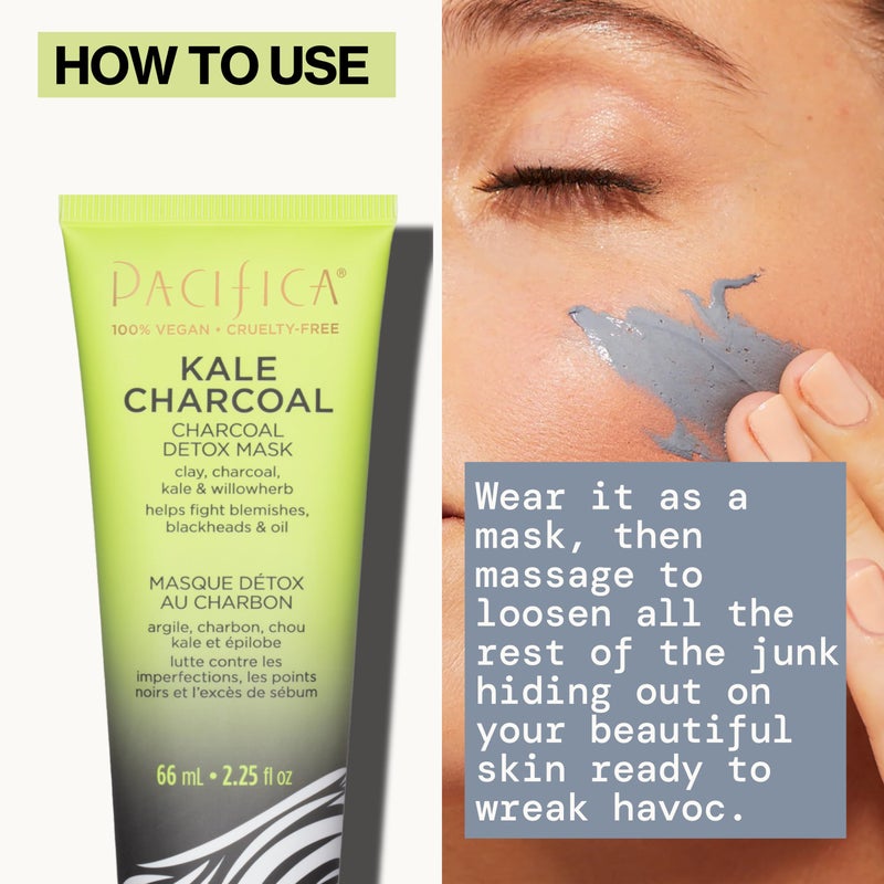 Pacifica Kale Charcoal Ultimate Detox Face Mask, Deep Pore Cleansing Clay Mask for Acne, Blackhead Removal, Blemish Control, Vegan, Purifying & Oil Control Vegan Facial Mask, 2.25 Fl Oz - Image 4