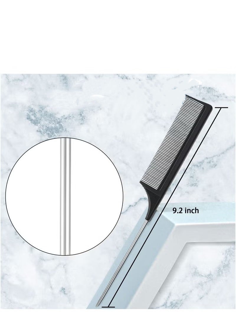 3 Pcs Hair Brush Set Bristle Hair Brush Teasing Comb Edge Hair Brush Grooming Combs Sturdy Rat Tail Comb for Women Babies Kids' Hair (Black) - Image 2