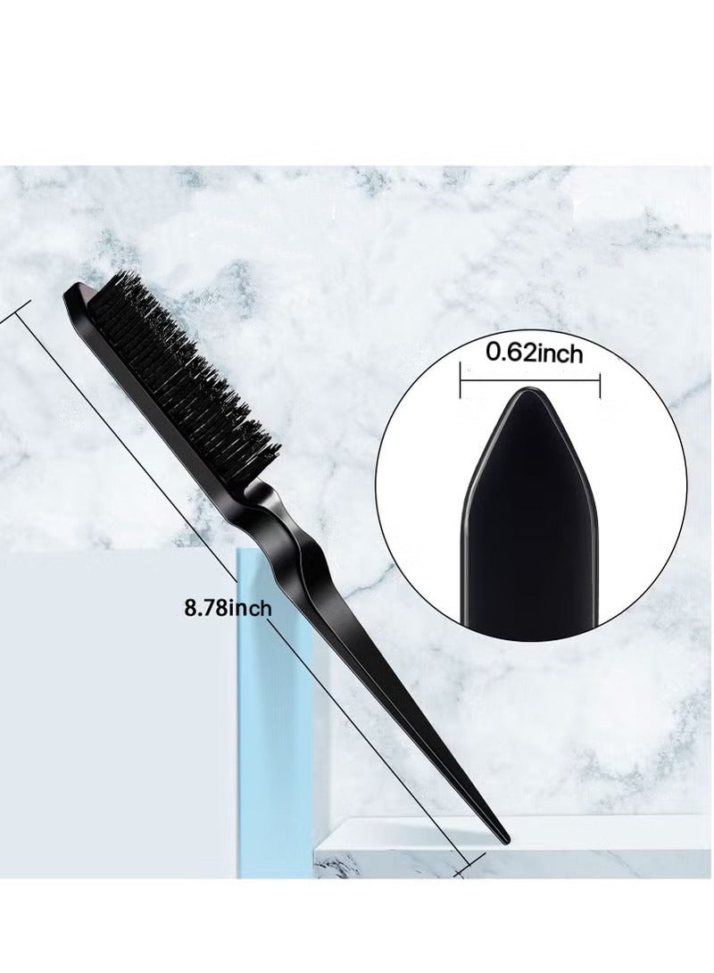 3 Pcs Hair Brush Set Bristle Hair Brush Teasing Comb Edge Hair Brush Grooming Combs Sturdy Rat Tail Comb for Women Babies Kids' Hair (Black) - Image 4