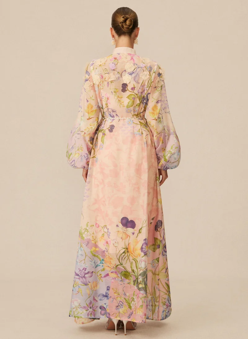 Sunfere  Kate Floral Print Tie Waist Maxi Dress for Women | Best Price UAE